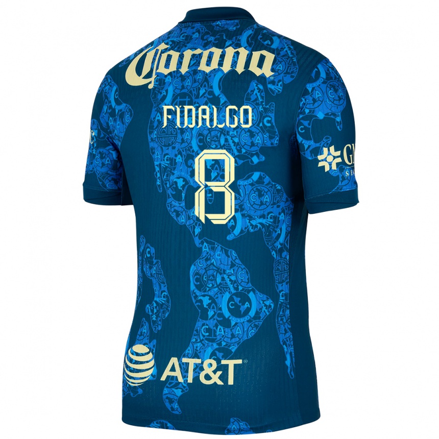 Niño Fútbol Camiseta Álvaro Fidalgo #8 Azul Amarillo 2ª Equipación 2024/25