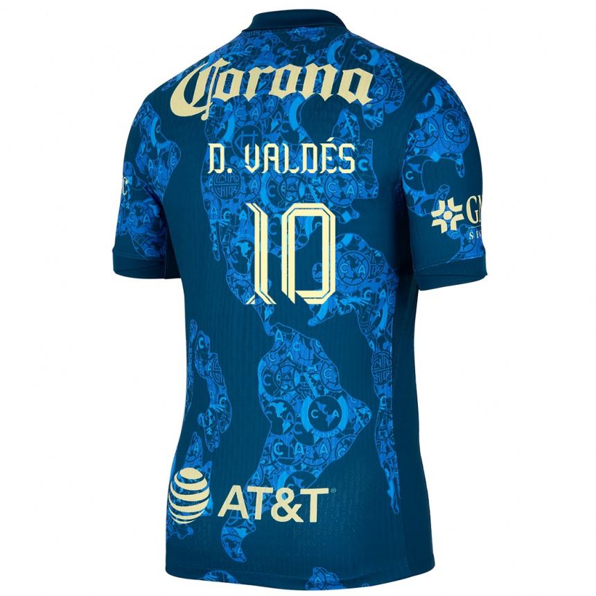 Niño Fútbol Camiseta Diego Valdés #10 Azul Amarillo 2ª Equipación 2024/25