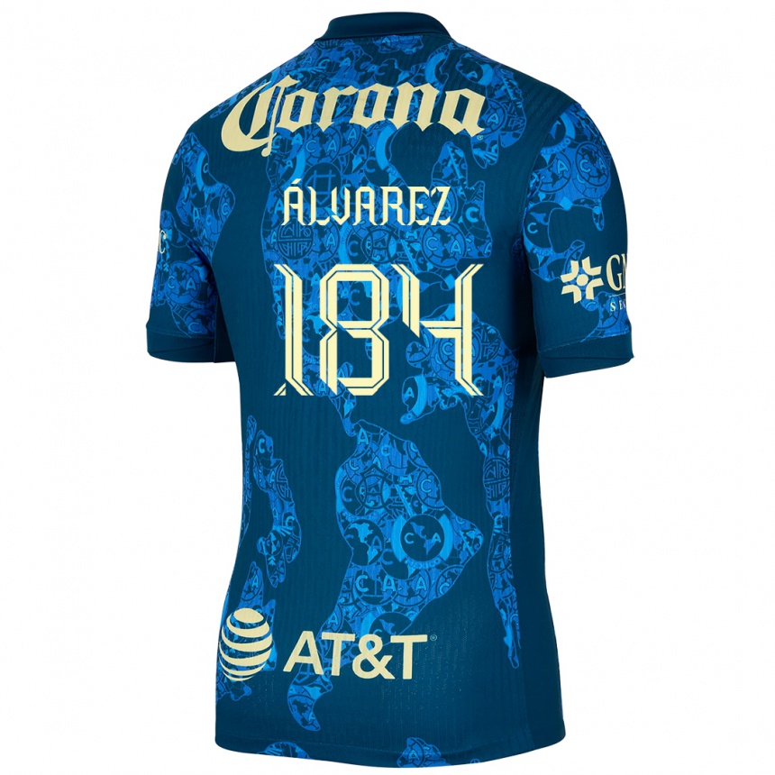 Niño Fútbol Camiseta Antonio Álvarez #184 Azul Amarillo 2ª Equipación 2024/25