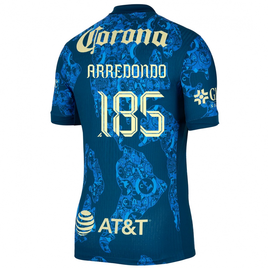 Niño Fútbol Camiseta Aarón Arredondo #185 Azul Amarillo 2ª Equipación 2024/25