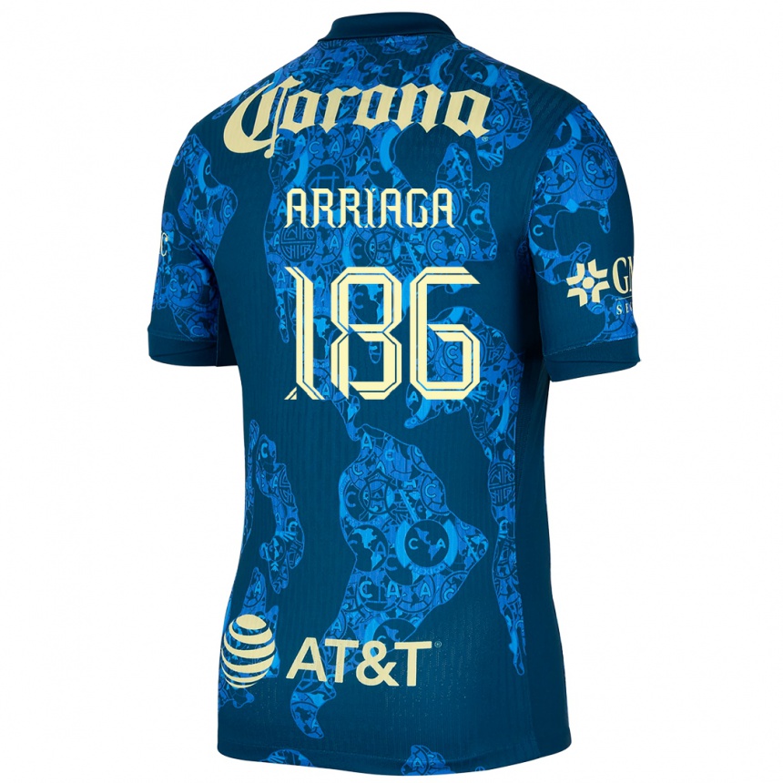 Niño Fútbol Camiseta Diego Arriaga #186 Azul Amarillo 2ª Equipación 2024/25