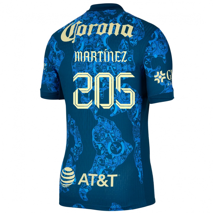 Niño Fútbol Camiseta Sebastián Martínez #205 Azul Amarillo 2ª Equipación 2024/25