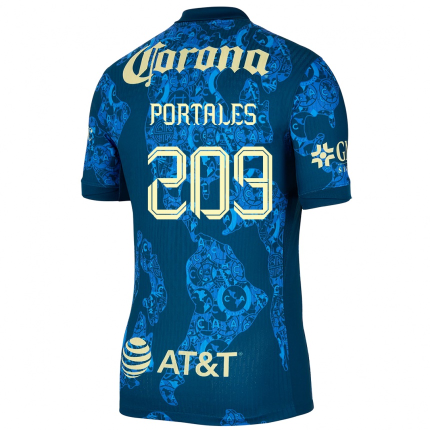 Niño Fútbol Camiseta Walter Portales #209 Azul Amarillo 2ª Equipación 2024/25