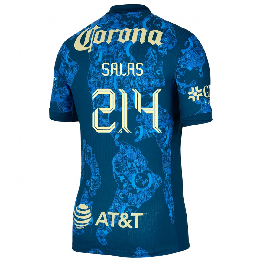 Niño Fútbol Camiseta Patricio Salas #214 Azul Amarillo 2ª Equipación 2024/25