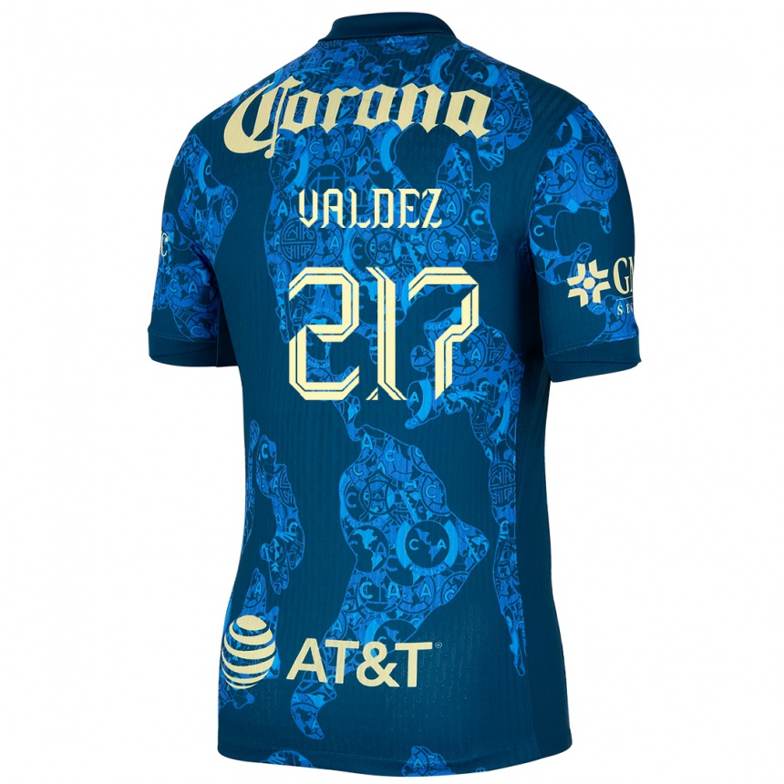 Niño Fútbol Camiseta Víctor Valdez #217 Azul Amarillo 2ª Equipación 2024/25