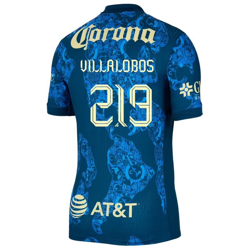 Niño Fútbol Camiseta Patricio Villalobos #219 Azul Amarillo 2ª Equipación 2024/25