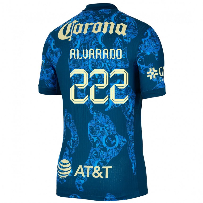 Niño Fútbol Camiseta Daniel Alvarado #222 Azul Amarillo 2ª Equipación 2024/25