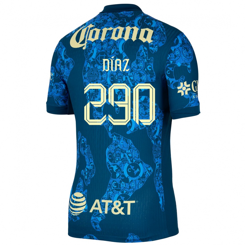 Niño Fútbol Camiseta Julio Díaz #290 Azul Amarillo 2ª Equipación 2024/25