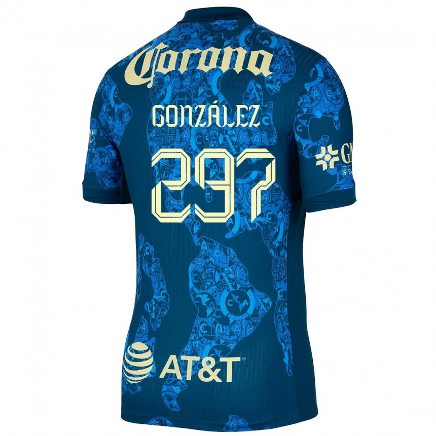 Niño Fútbol Camiseta Océlotl González #297 Azul Amarillo 2ª Equipación 2024/25