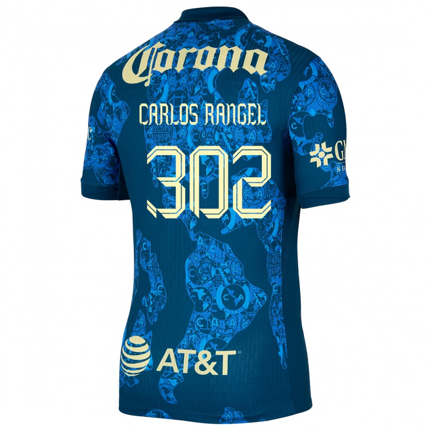 Niño Fútbol Camiseta Juan Carlos Rangel #302 Azul Amarillo 2ª Equipación 2024/25