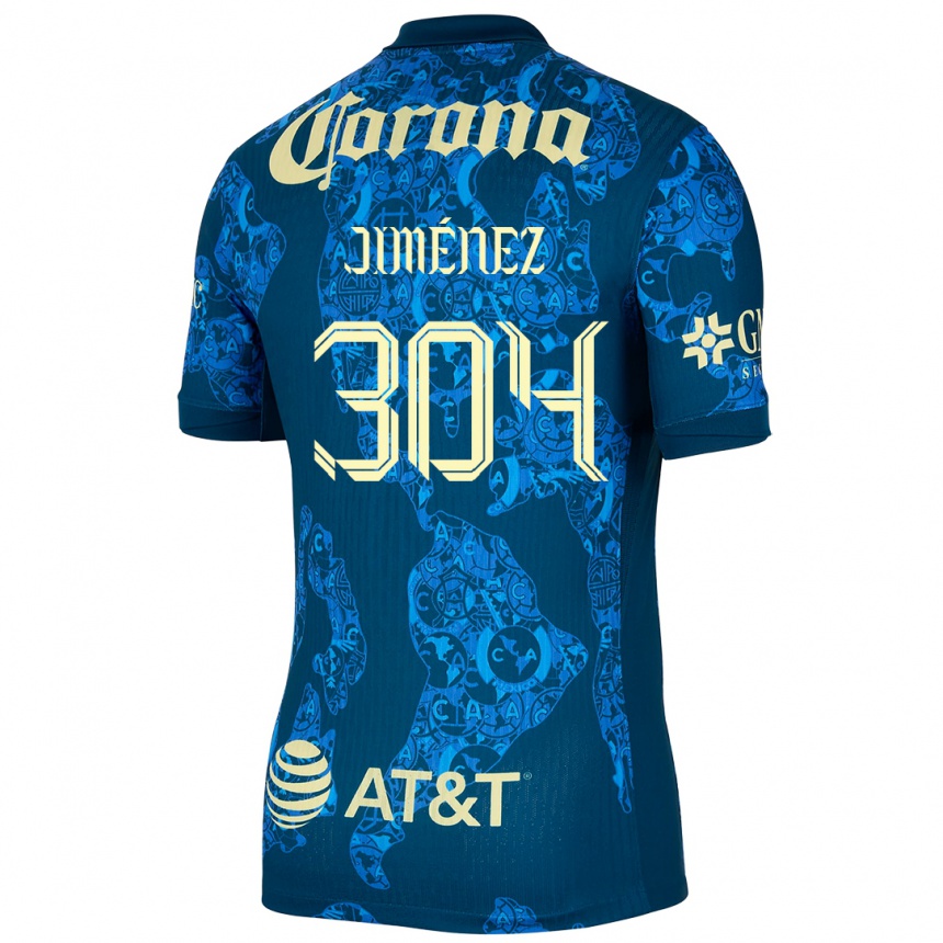 Niño Fútbol Camiseta Derek Jiménez #304 Azul Amarillo 2ª Equipación 2024/25