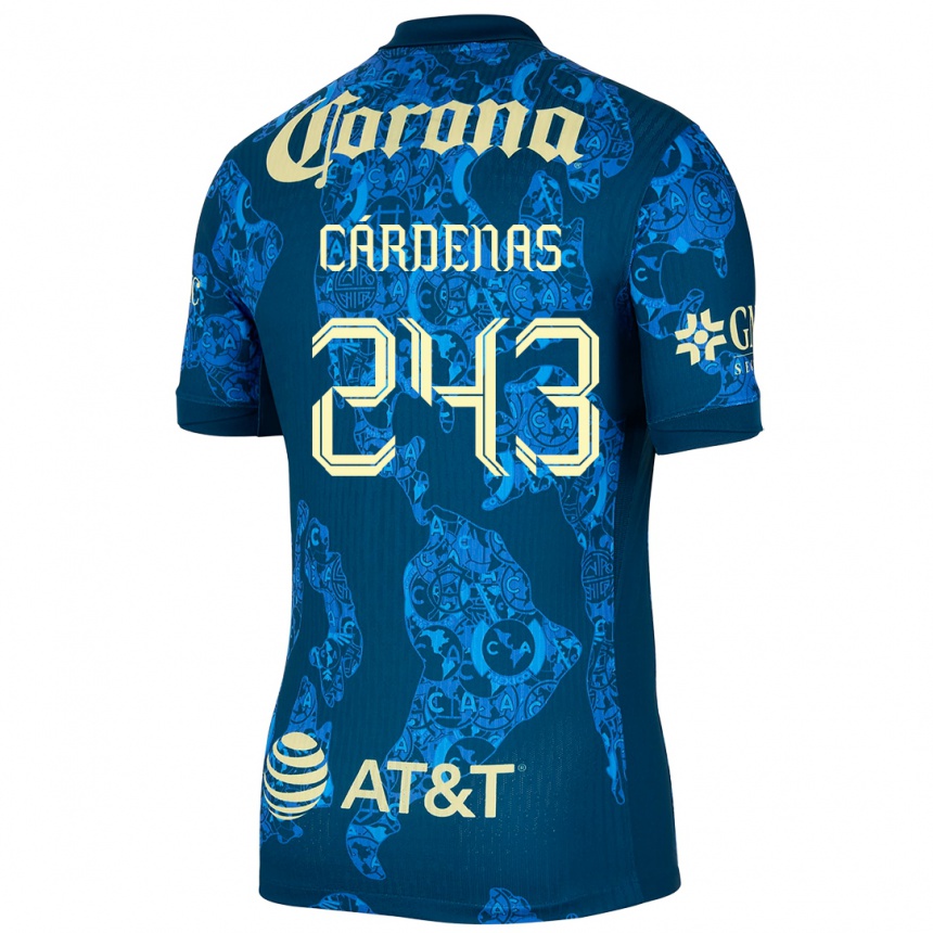 Niño Fútbol Camiseta Alejandro Cárdenas #243 Azul Amarillo 2ª Equipación 2024/25