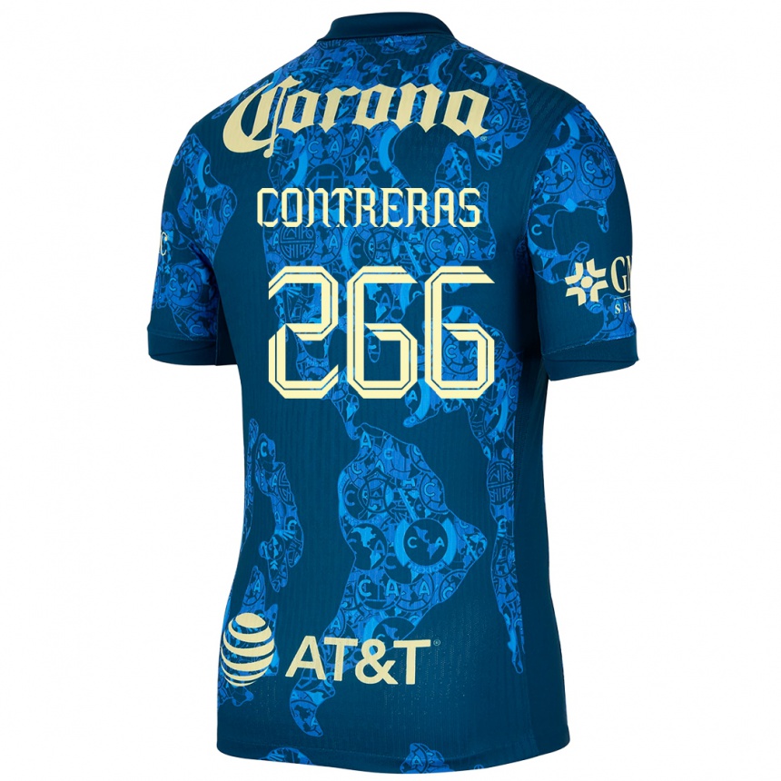 Niño Fútbol Camiseta Ángel Contreras #266 Azul Amarillo 2ª Equipación 2024/25