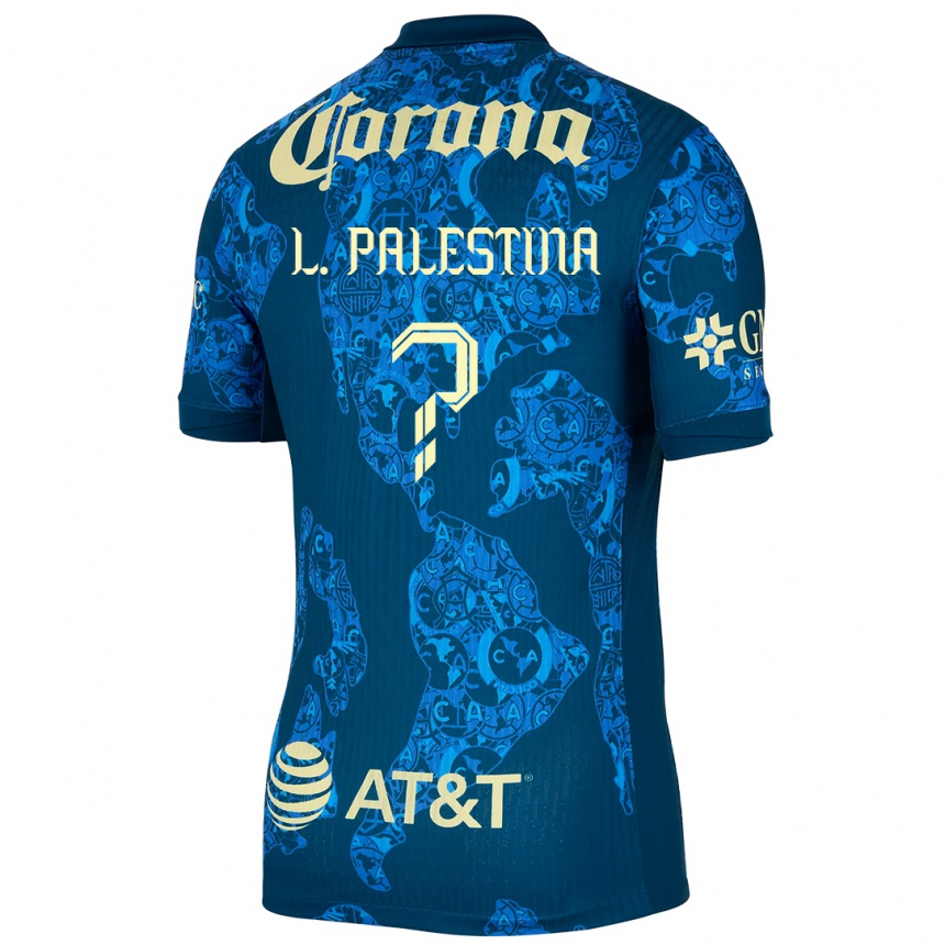 Niño Fútbol Camiseta Leonardo Palestina #0 Azul Amarillo 2ª Equipación 2024/25