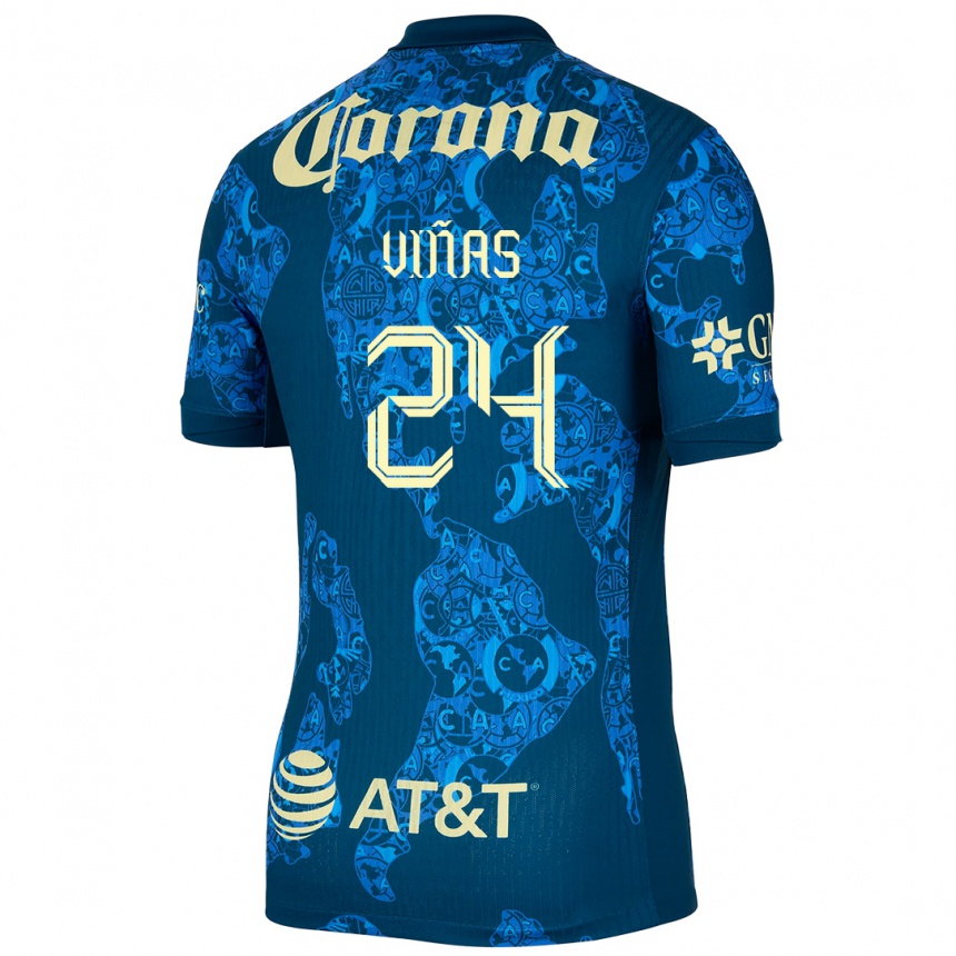 Niño Fútbol Camiseta Federico Viñas #24 Azul Amarillo 2ª Equipación 2024/25