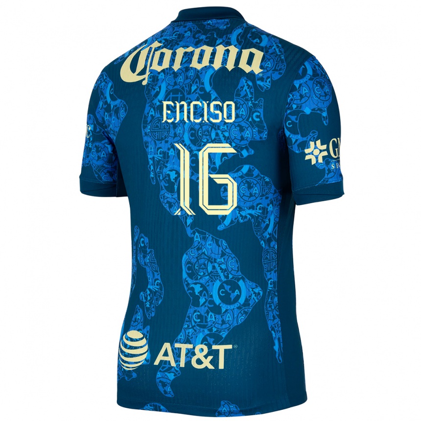 Niño Fútbol Camiseta Sabrina Enciso #16 Azul Amarillo 2ª Equipación 2024/25