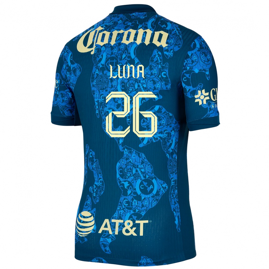 Niño Fútbol Camiseta Karen Luna #26 Azul Amarillo 2ª Equipación 2024/25