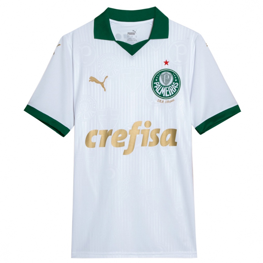 Niño Fútbol Camiseta Caio Paulista #16 Blanco Verde 2ª Equipación 2024/25