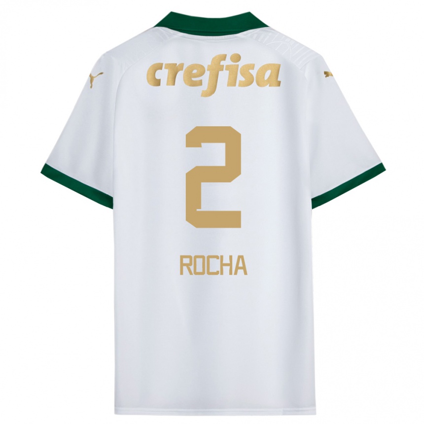 Niño Fútbol Camiseta Marcos Rocha #2 Blanco Verde 2ª Equipación 2024/25