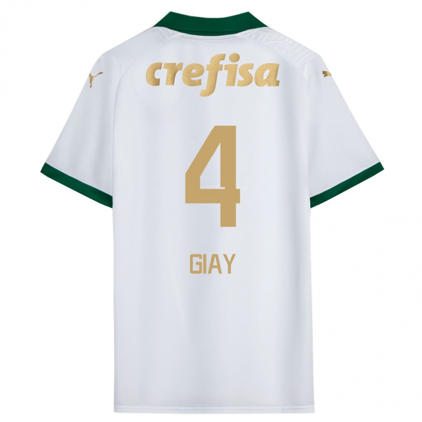 Niño Fútbol Camiseta Agustín Giay #4 Blanco Verde 2ª Equipación 2024/25