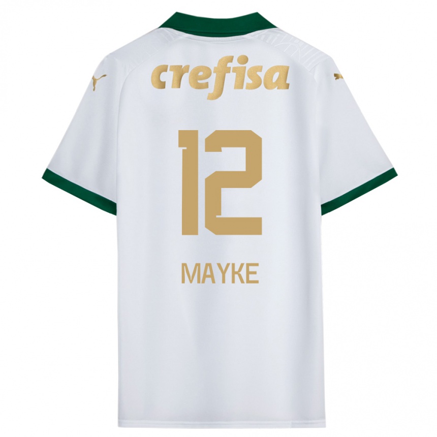 Niño Fútbol Camiseta Mayke #12 Blanco Verde 2ª Equipación 2024/25