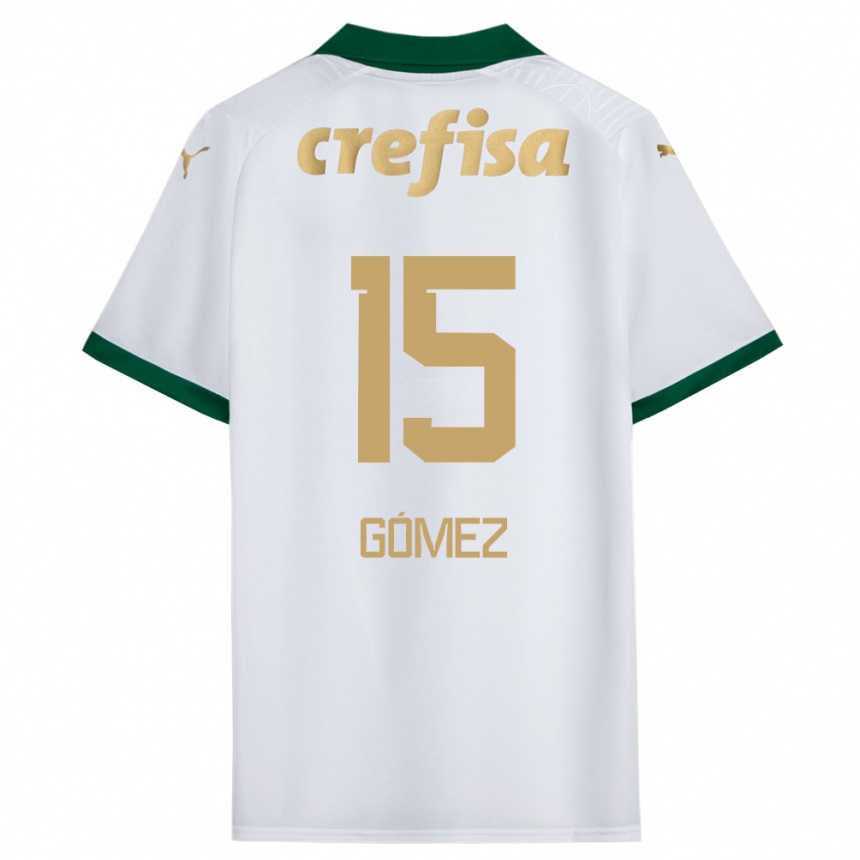 Niño Fútbol Camiseta Gustavo Gómez #15 Blanco Verde 2ª Equipación 2024/25