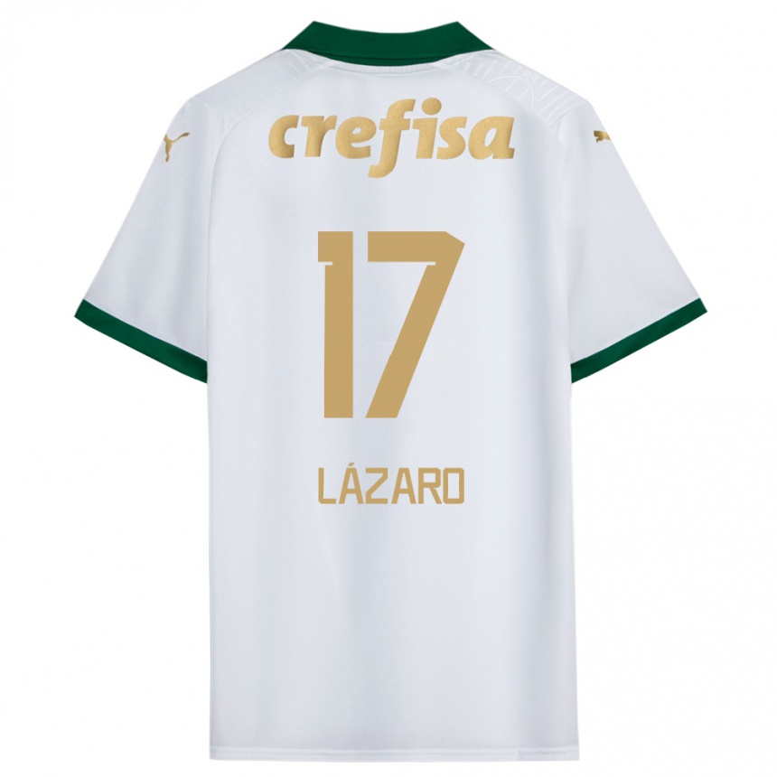 Niño Fútbol Camiseta Lázaro #17 Blanco Verde 2ª Equipación 2024/25