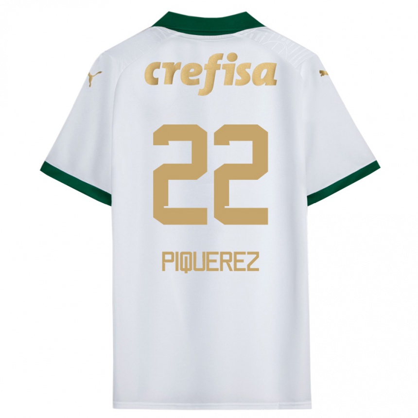 Niño Fútbol Camiseta Joaquín Piquerez #22 Blanco Verde 2ª Equipación 2024/25