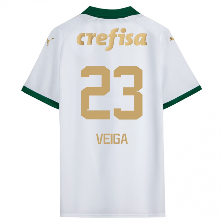 Niño Fútbol Camiseta Raphael Veiga #23 Blanco Verde 2ª Equipación 2024/25