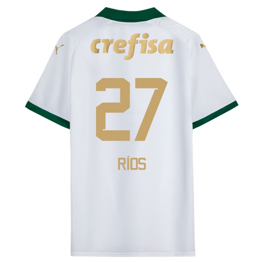 Niño Fútbol Camiseta Richard Ríos #27 Blanco Verde 2ª Equipación 2024/25