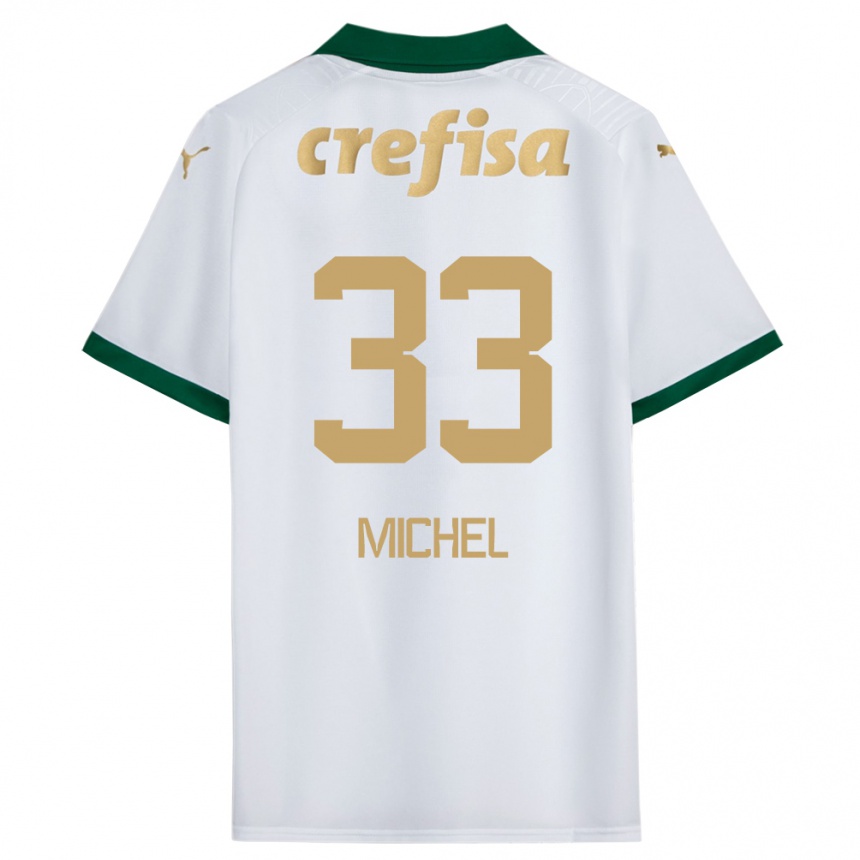 Niño Fútbol Camiseta Michel #33 Blanco Verde 2ª Equipación 2024/25