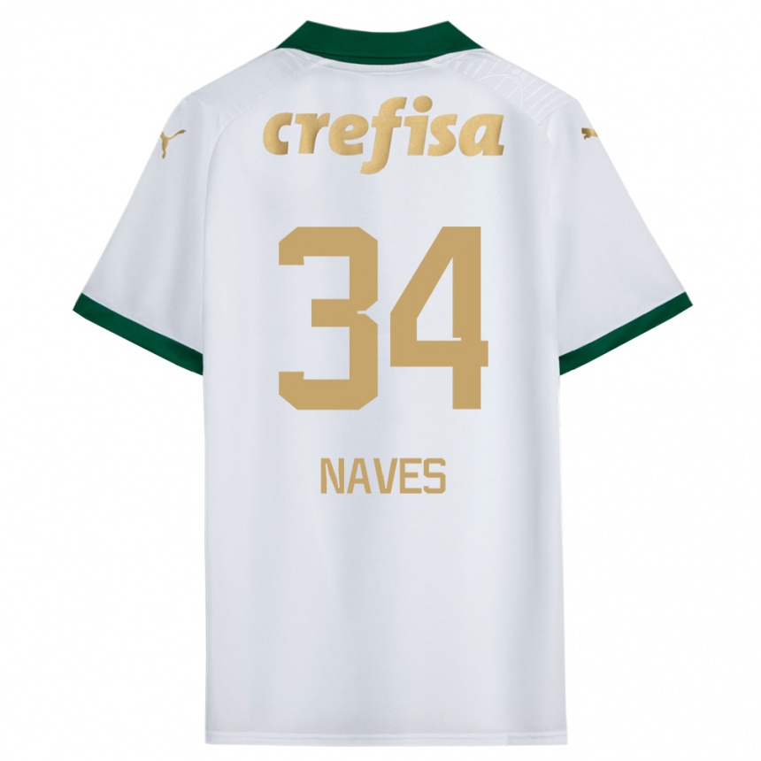 Niño Fútbol Camiseta Naves #34 Blanco Verde 2ª Equipación 2024/25