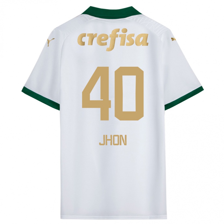 Niño Fútbol Camiseta Jhon Jhon #40 Blanco Verde 2ª Equipación 2024/25