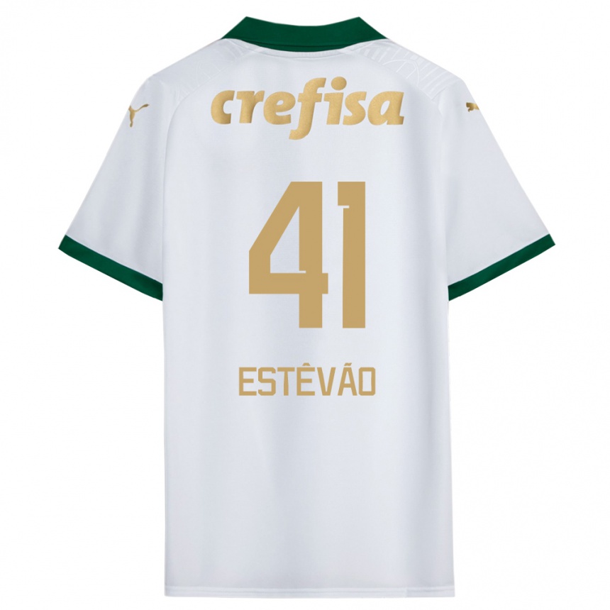 Niño Fútbol Camiseta Estêvão #41 Blanco Verde 2ª Equipación 2024/25