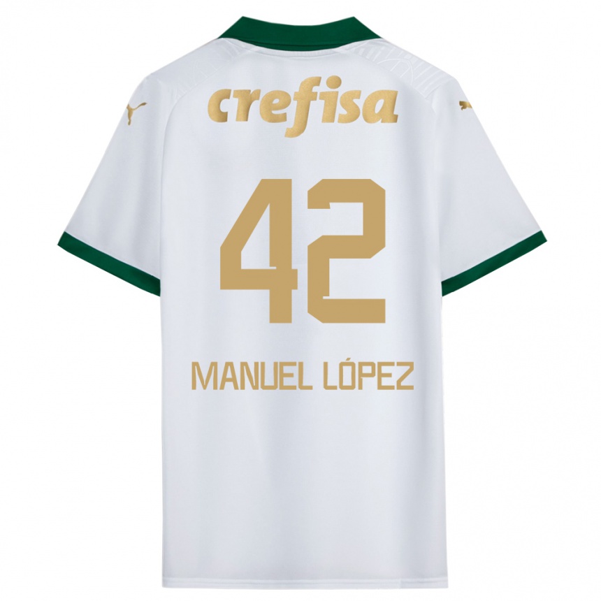 Niño Fútbol Camiseta José Manuel López #42 Blanco Verde 2ª Equipación 2024/25