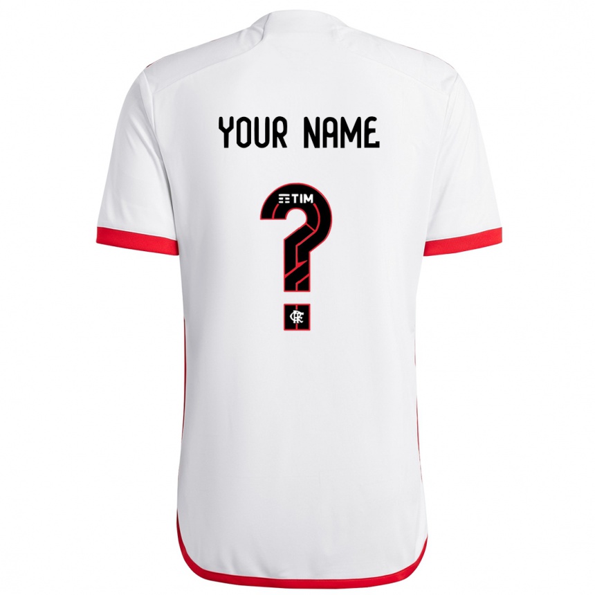 Niño Fútbol Camiseta Su Nombre #0 Blanco Rojo 2ª Equipación 2024/25