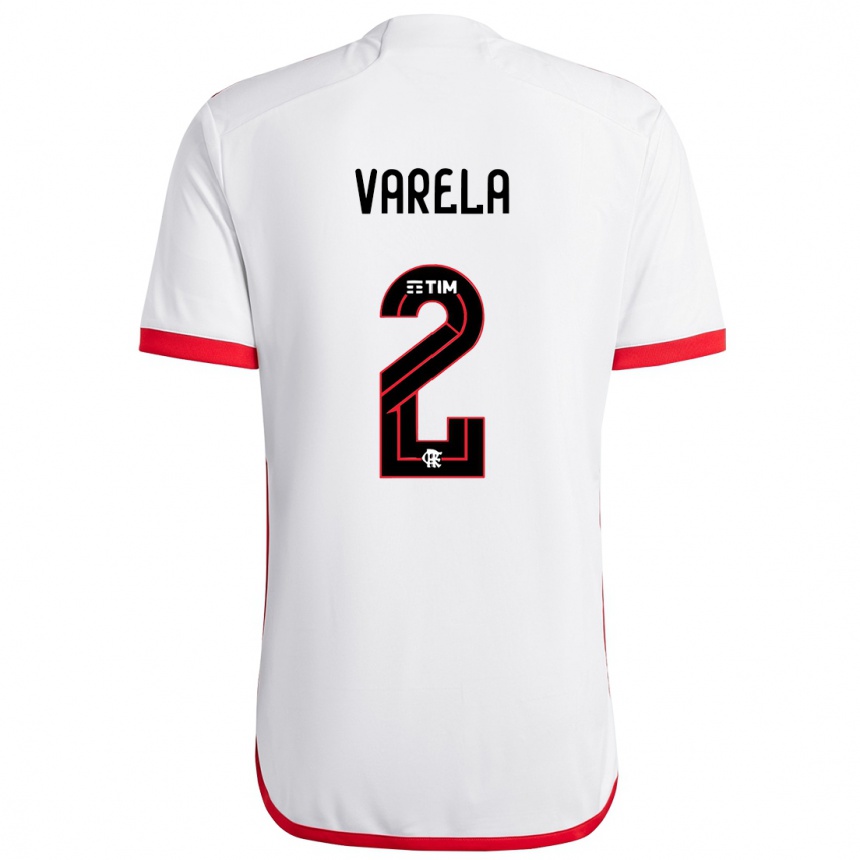 Niño Fútbol Camiseta Guillermo Varela #2 Blanco Rojo 2ª Equipación 2024/25