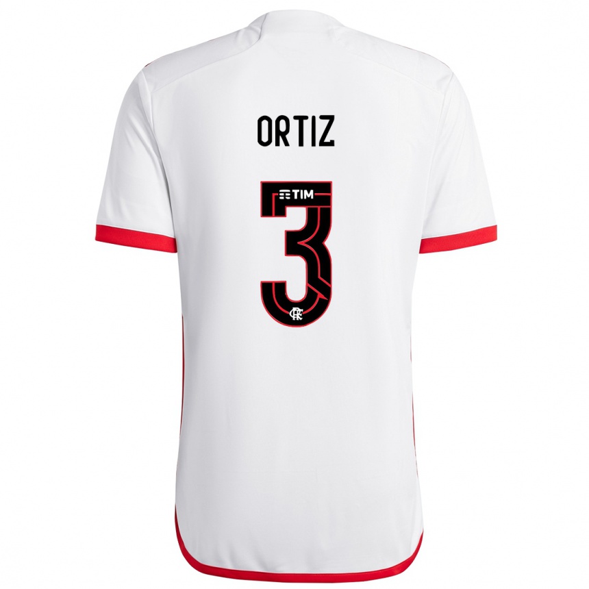 Niño Fútbol Camiseta Léo Ortiz #3 Blanco Rojo 2ª Equipación 2024/25