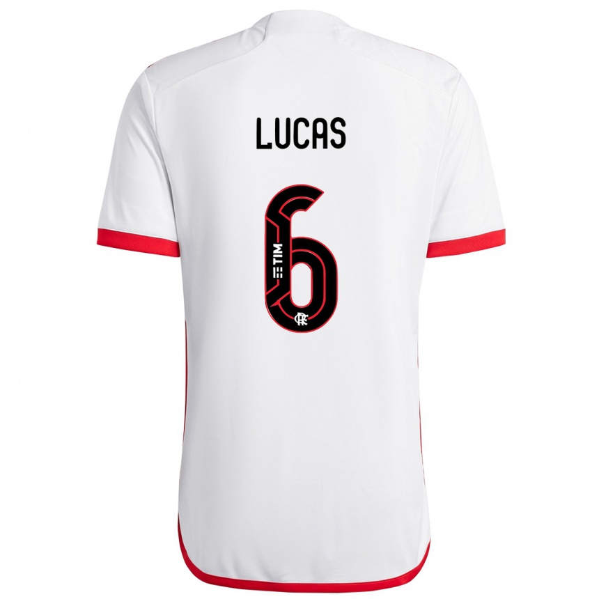 Niño Fútbol Camiseta Ayrton Lucas #6 Blanco Rojo 2ª Equipación 2024/25