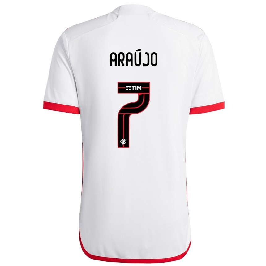 Niño Fútbol Camiseta Luiz Araújo #7 Blanco Rojo 2ª Equipación 2024/25