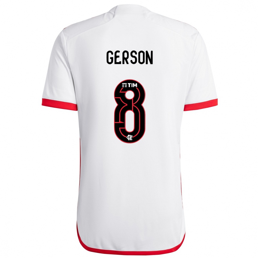 Niño Fútbol Camiseta Gerson #8 Blanco Rojo 2ª Equipación 2024/25