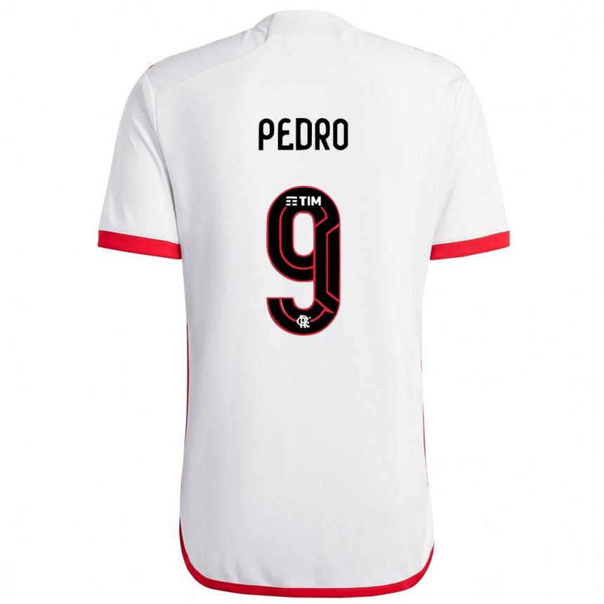 Niño Fútbol Camiseta Pedro #9 Blanco Rojo 2ª Equipación 2024/25