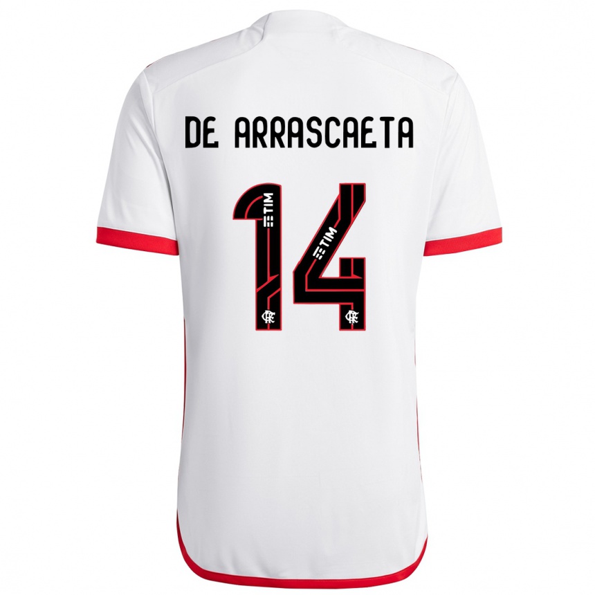 Niño Fútbol Camiseta Giorgian De Arrascaeta #14 Blanco Rojo 2ª Equipación 2024/25