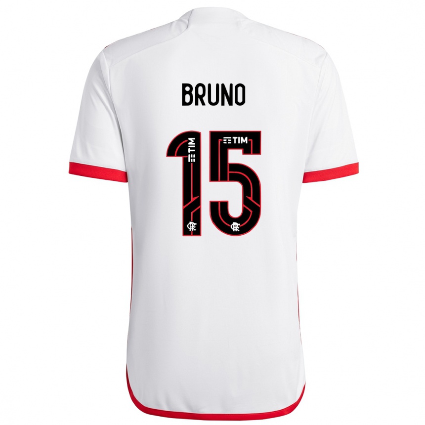 Niño Fútbol Camiseta Fabrício Bruno #15 Blanco Rojo 2ª Equipación 2024/25