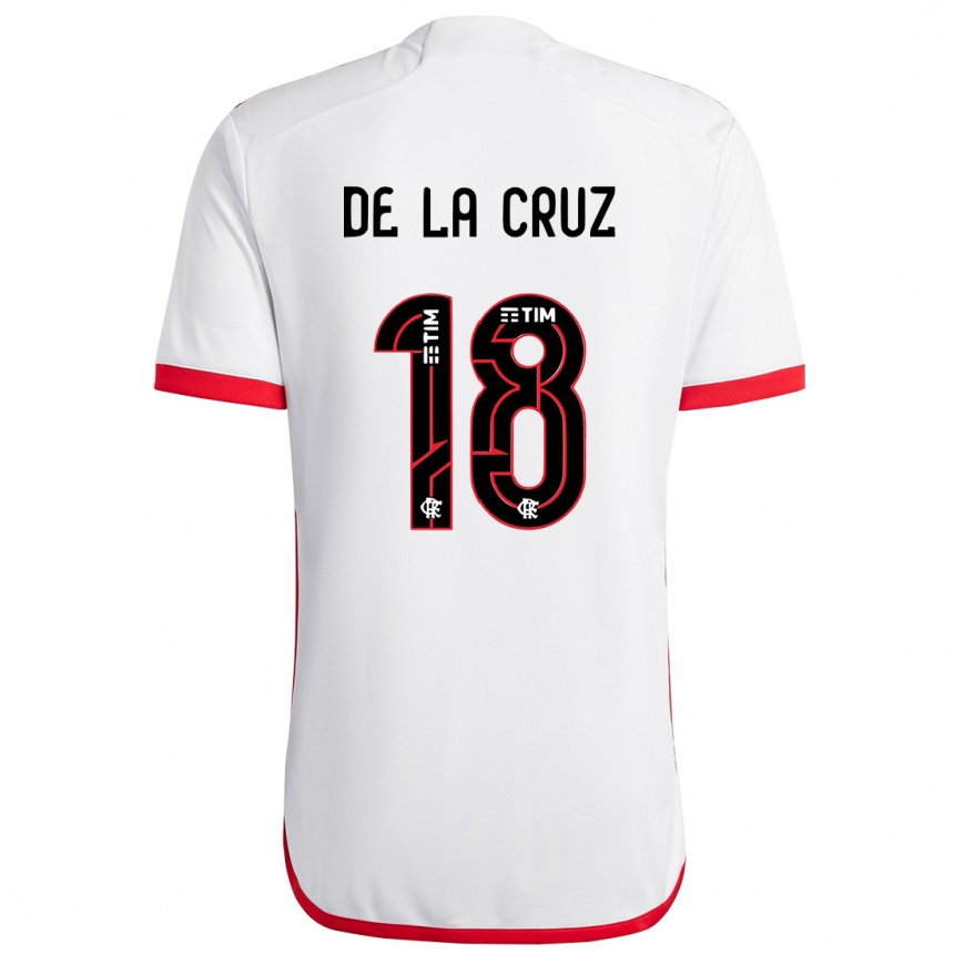 Niño Fútbol Camiseta Nicolás De La Cruz #18 Blanco Rojo 2ª Equipación 2024/25