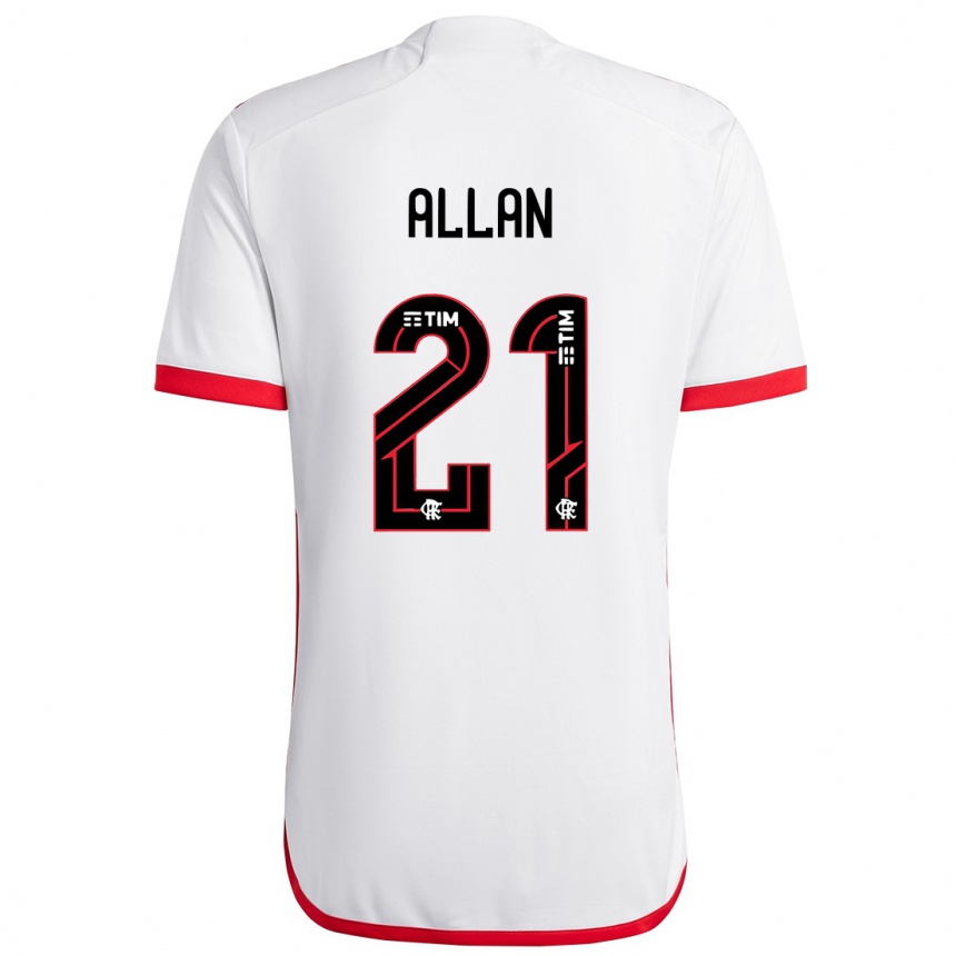 Niño Fútbol Camiseta Allan #21 Blanco Rojo 2ª Equipación 2024/25