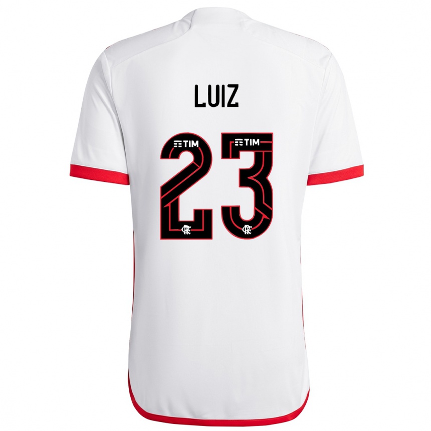 Niño Fútbol Camiseta David Luiz #23 Blanco Rojo 2ª Equipación 2024/25