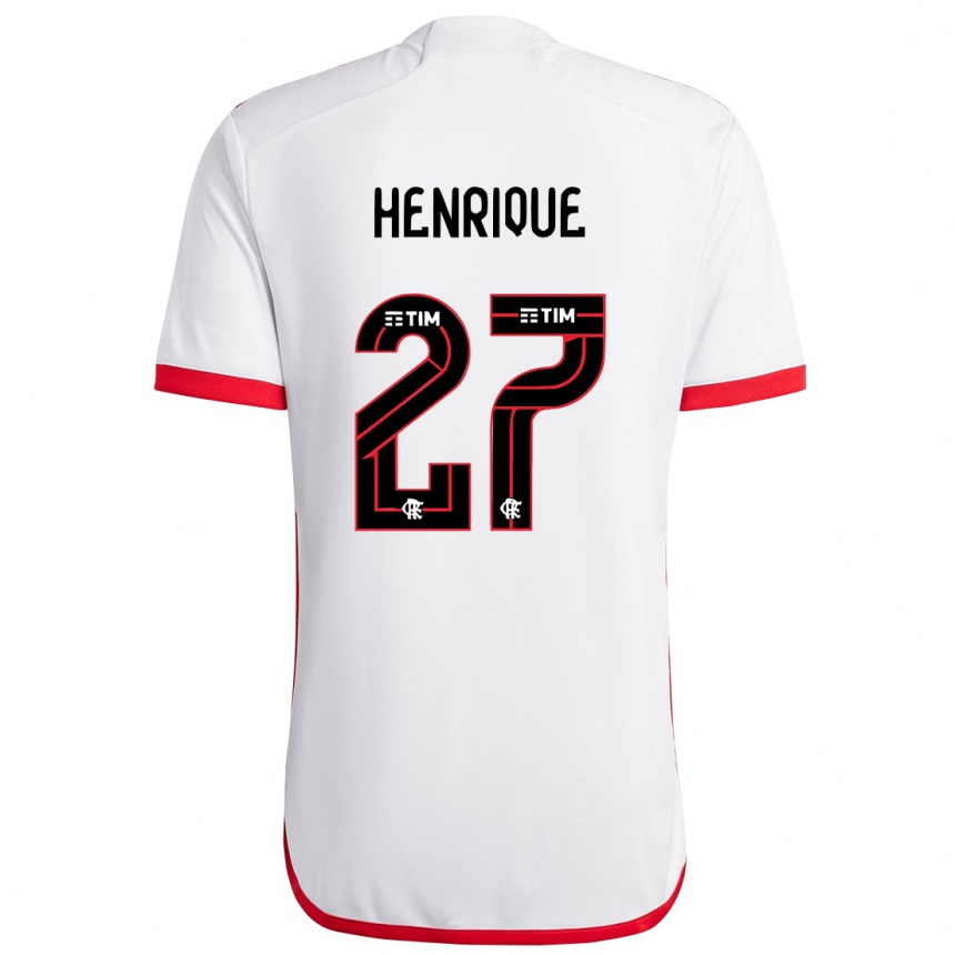 Niño Fútbol Camiseta Bruno Henrique #27 Blanco Rojo 2ª Equipación 2024/25