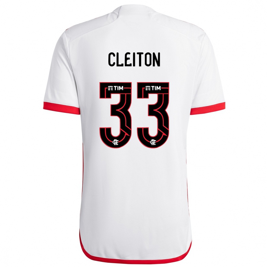 Niño Fútbol Camiseta Cleiton #33 Blanco Rojo 2ª Equipación 2024/25