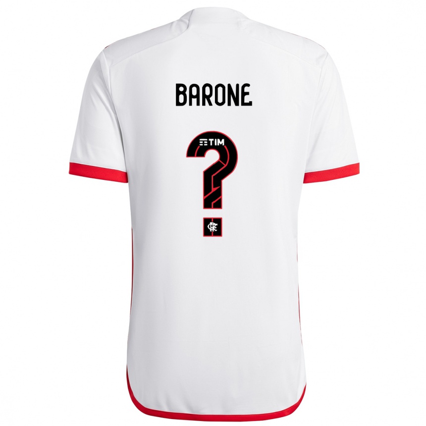 Niño Fútbol Camiseta Caio Barone #0 Blanco Rojo 2ª Equipación 2024/25